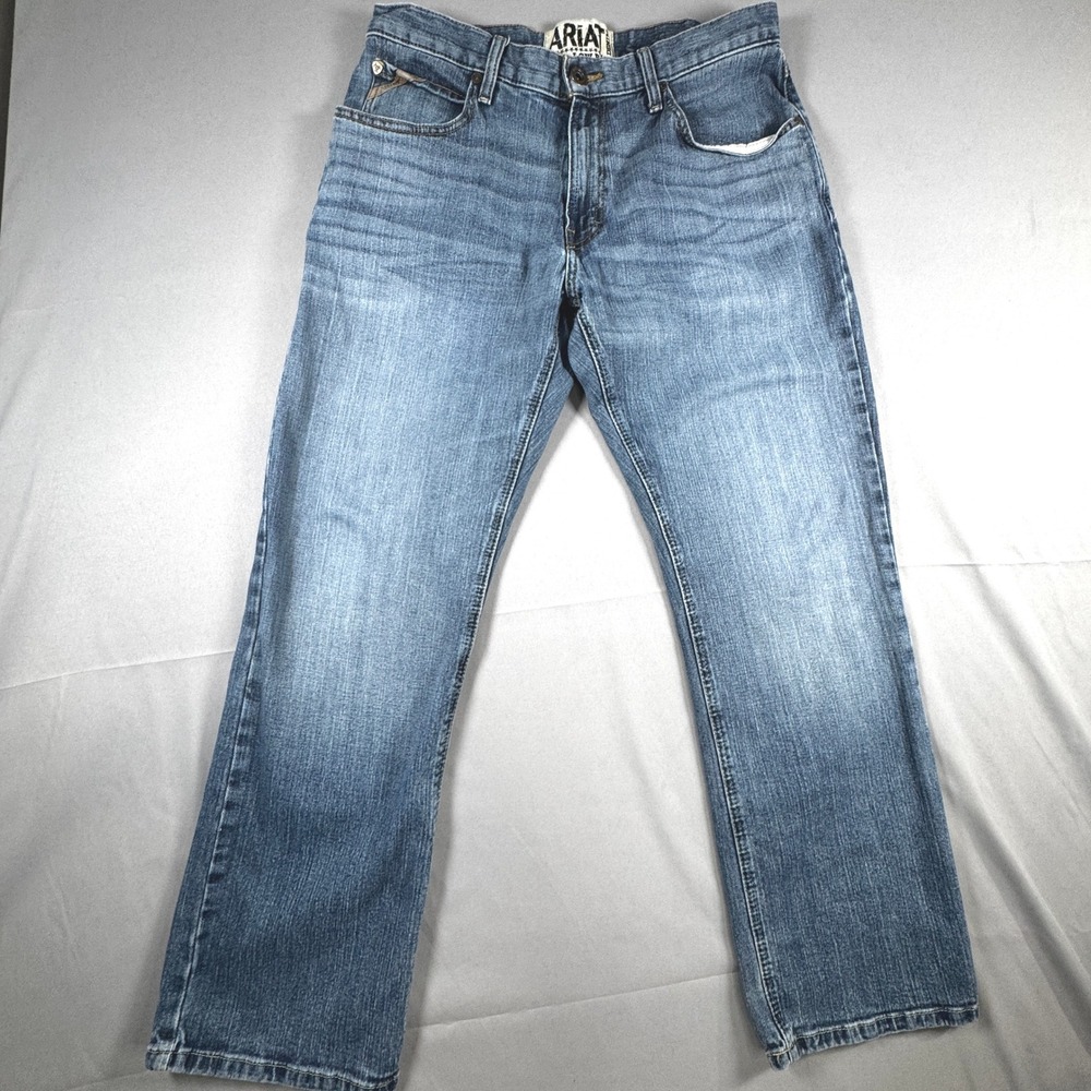 Ariat M4 Mens 34x32 Low Rise Bootcut Jeans Medium Wash Stretch Western Cowboy